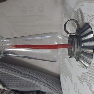 Vintage mini Candlestick Glass Silver metal holder 5.5"